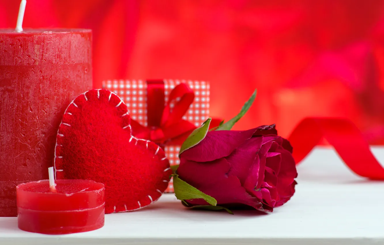 Wallpaper love, gift, roses, candles, red, red, love