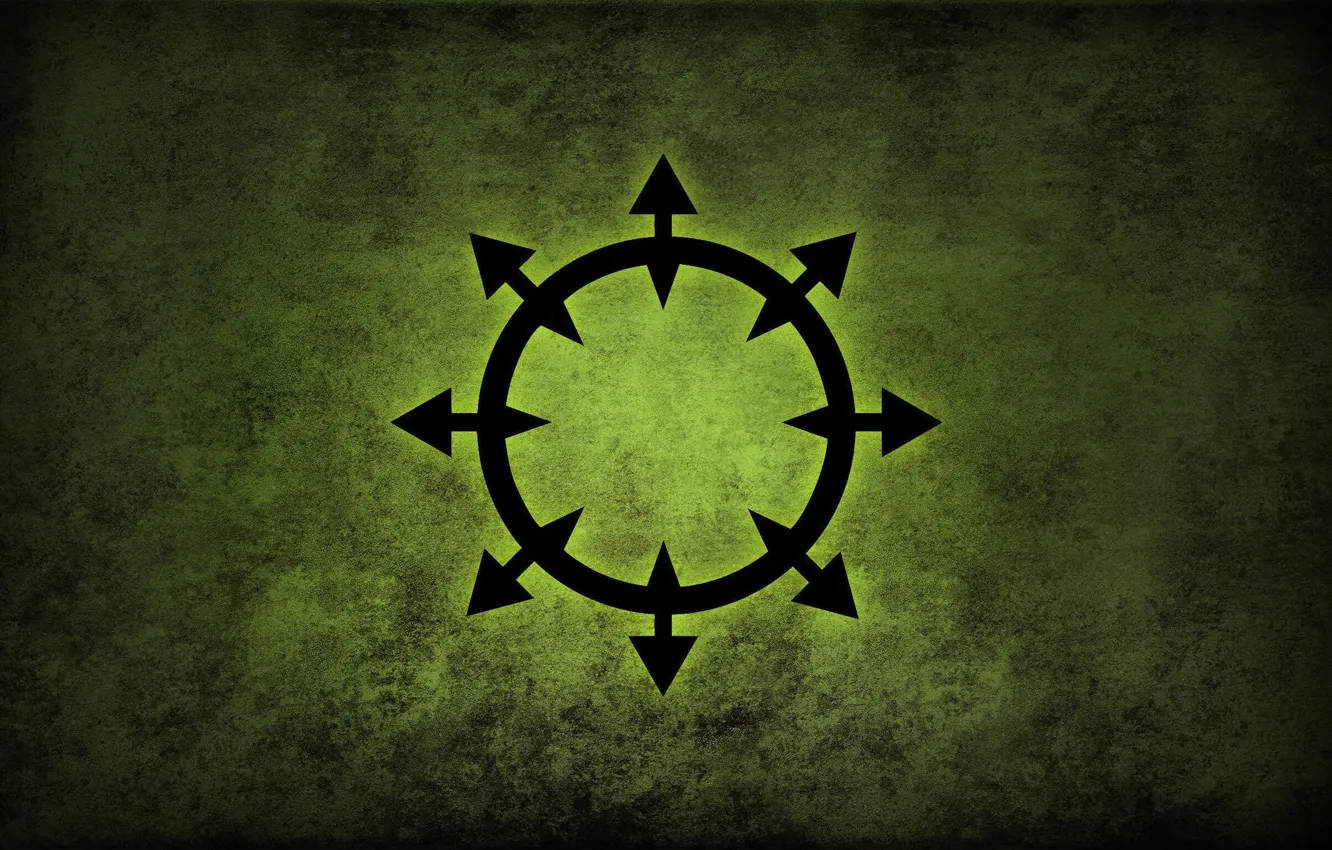 Photo wallpaper green, logo, Warhammer, chaos, fon