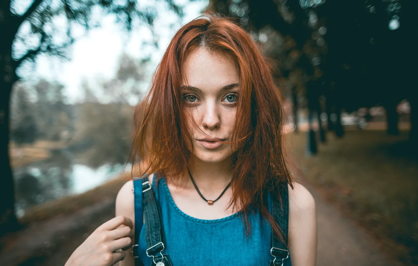 Photo wallpaper girl, Park, model, portrait, red, bokeh, Masha, Nacio Zàitsev