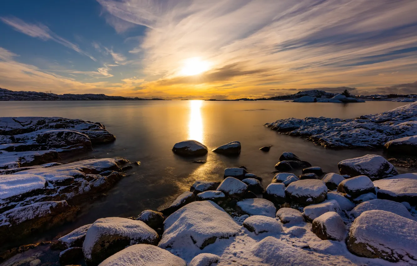 Photo wallpaper sunset, Norway, Rogaland