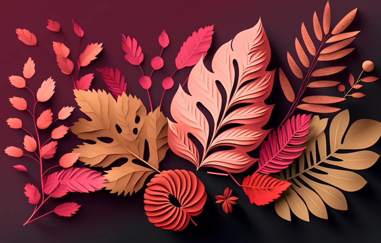 Photo wallpaper leaves, background, colorful, red, still life, background, autumn, leaves, still life, composition, autumn, bright, composition