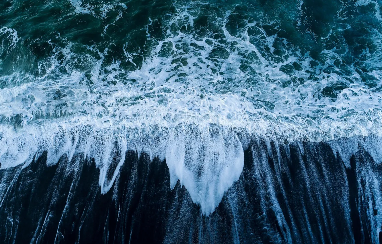 Photo wallpaper sea, wave, foam, the ocean