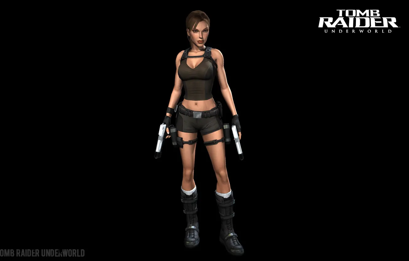 Wallpaper girl, gun, Tomb Raider, Lara Croft, black background, Lara Croft, Tomb  Raider: Underworld images for desktop, section игры - download