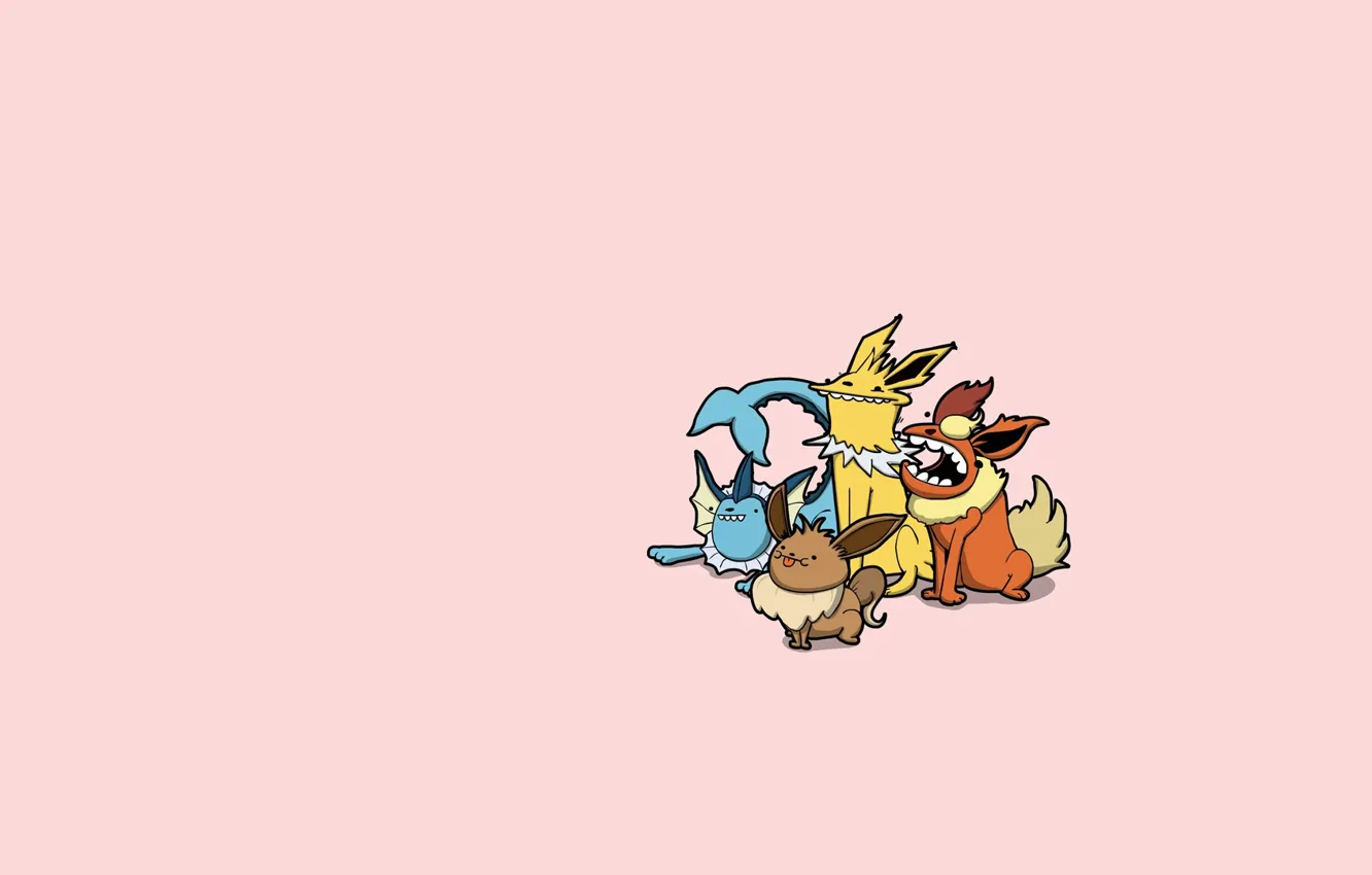 Wallpaper elements, caricature, fire, electric, pokemon, pokemon, water,  Flareon, Jolteon, Evie, Vaporeon, Jolteon, Eevee, Vaporeon, Flareon images  for desktop, section минимализм - download