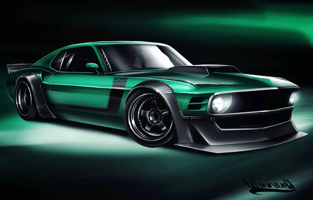 Wallpaper Auto, Figure, Machine, Ford Mustang, Art, 1970, Boss, Vehicles,  1970 Ford Mustang, Transport, Transport & Vehicles, Andreas Hoås Wennevold,  by Andreas Hoås Wennevold, Wennevold, by Wennevold, 1970 Boss 302 Mustang  images