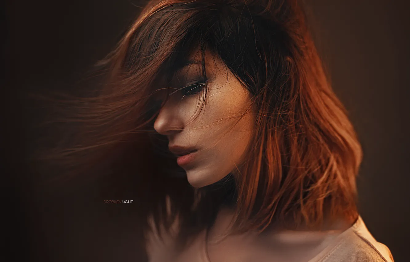Photo wallpaper hair, portrait, Girl, t-shirt, Alexander Drobkov-Light, Maria Larina