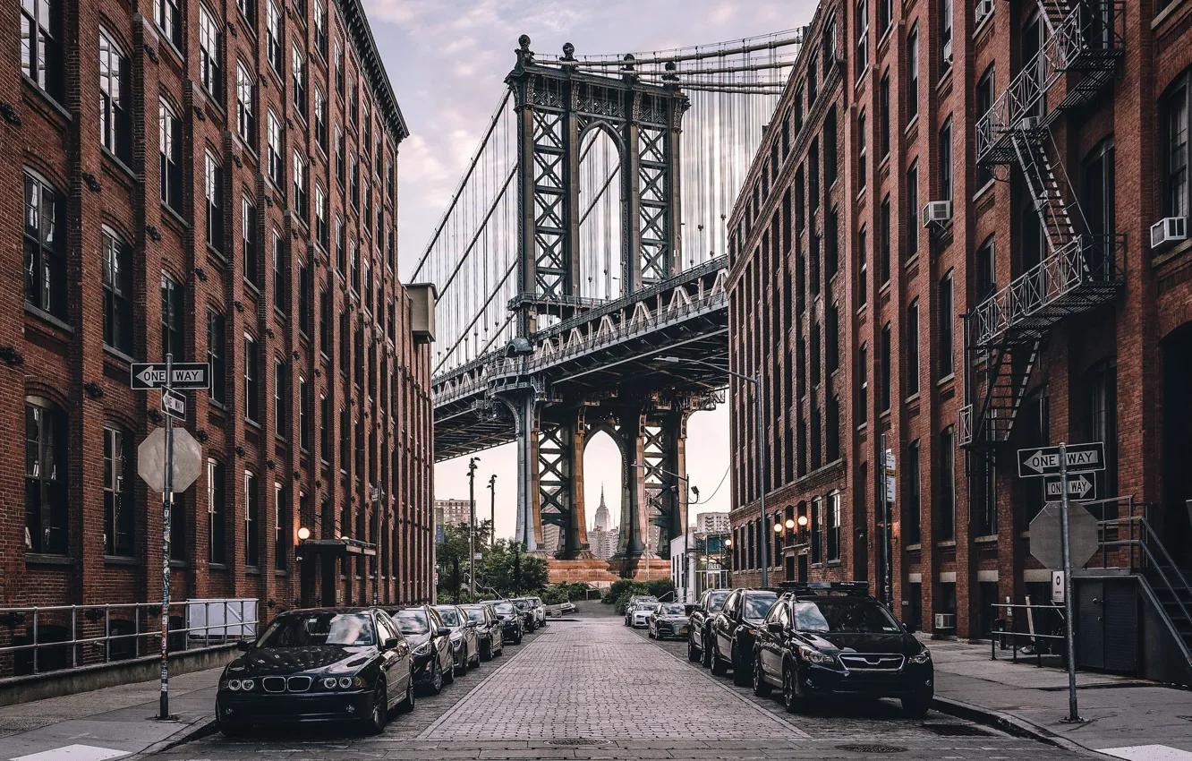 Photo wallpaper United States, New York, Manhattan Bridge, Dumbo