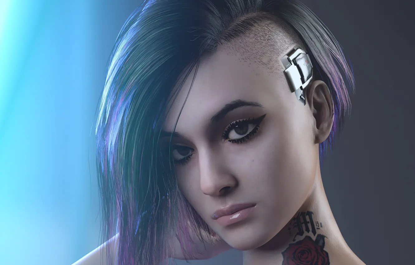 Photo wallpaper look, future, the game, portrait, technology, future, game, character, beautiful girl, character, tattoo, look, beautiful …