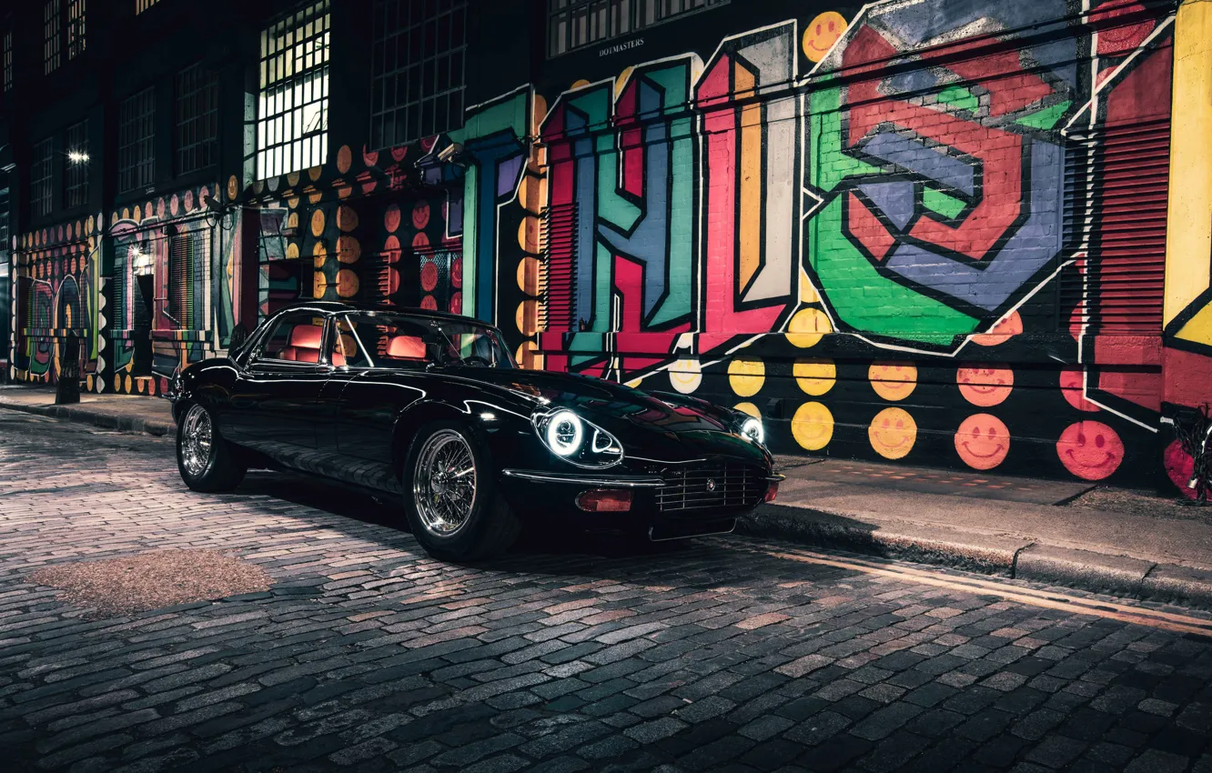 Photo wallpaper Jaguar, E-Type, Front, Black, 2021, E-Type S3, UK Unleashed