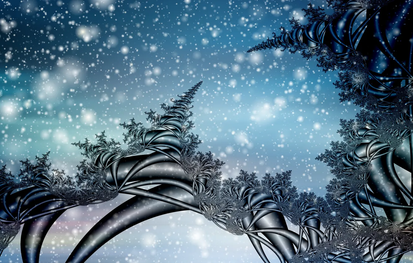 Photo wallpaper winter, snow, fractals