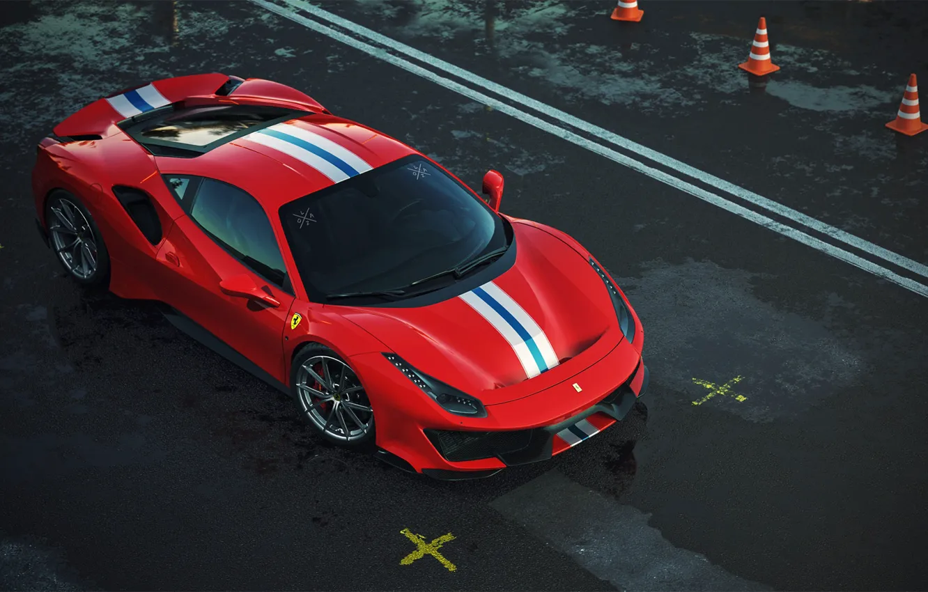 Photo wallpaper Red, Machine, Ferrari, Supercar, Rendering, Sports car, Vehicles, 488, Ferrari 488, Transport, Transport & Vehicles, …