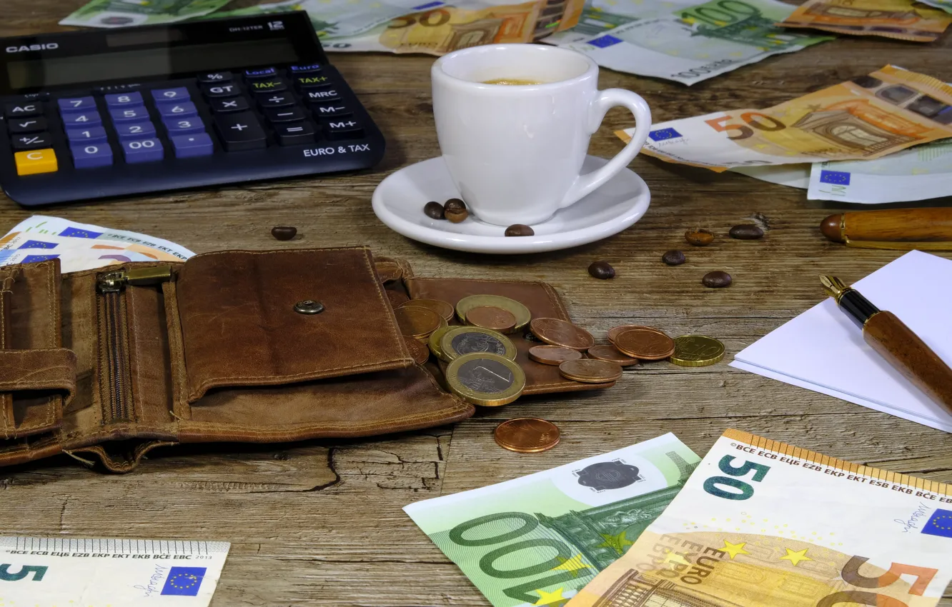 Photo wallpaper money, Euro, coins