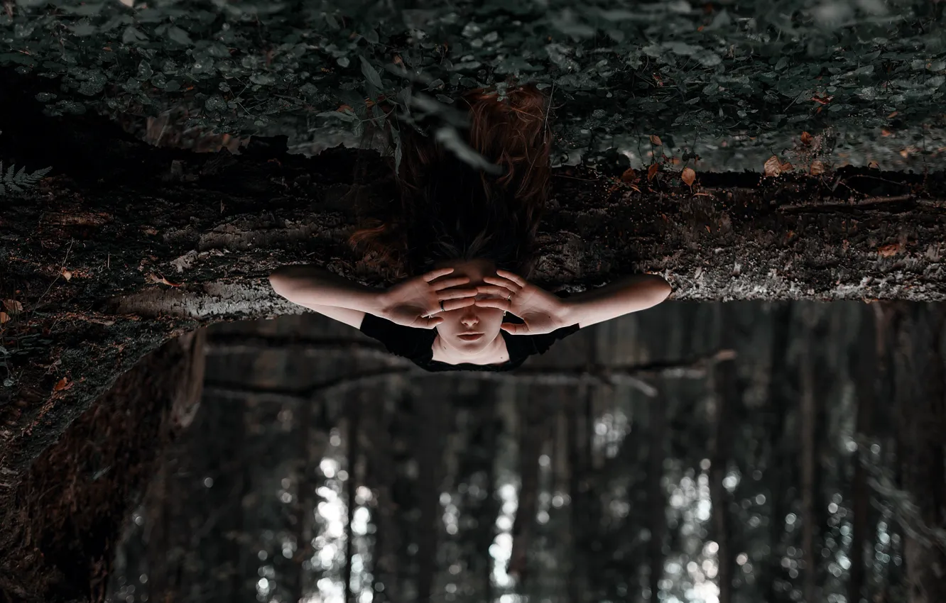 Photo wallpaper forest, girl, lies, Juliana Naidenova, Ksenia Chapkhaeva