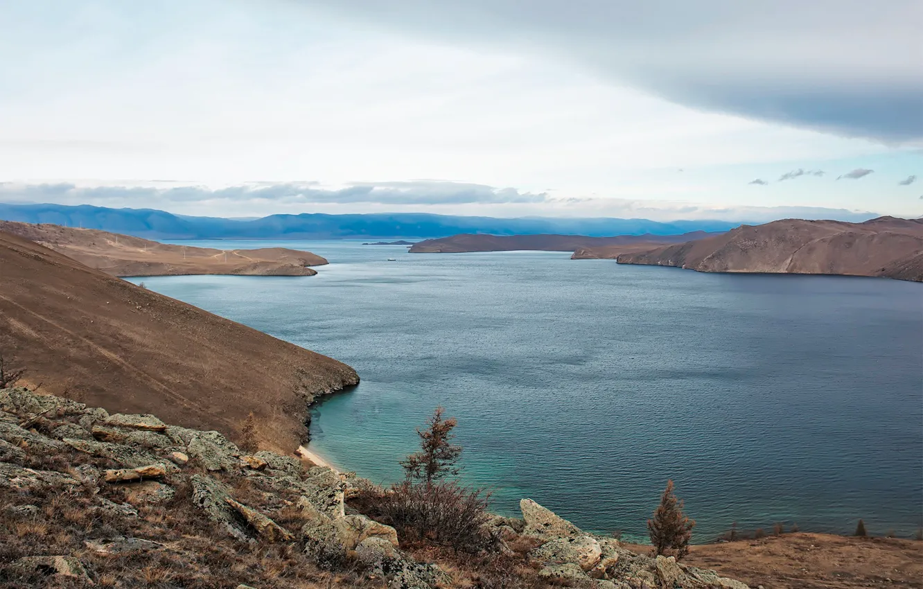 Photo wallpaper water, lake, shore, slope, Baikal