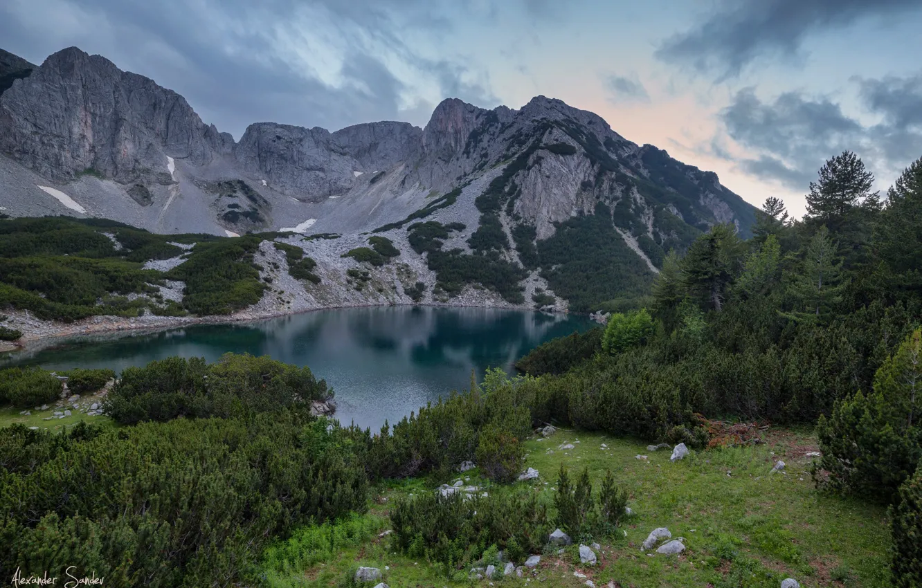 Photo wallpaper landscape, mountains, nature, lake, stones, vegetation, Bulgaria, Pirin, Alexander Sandev, Sinanitsa