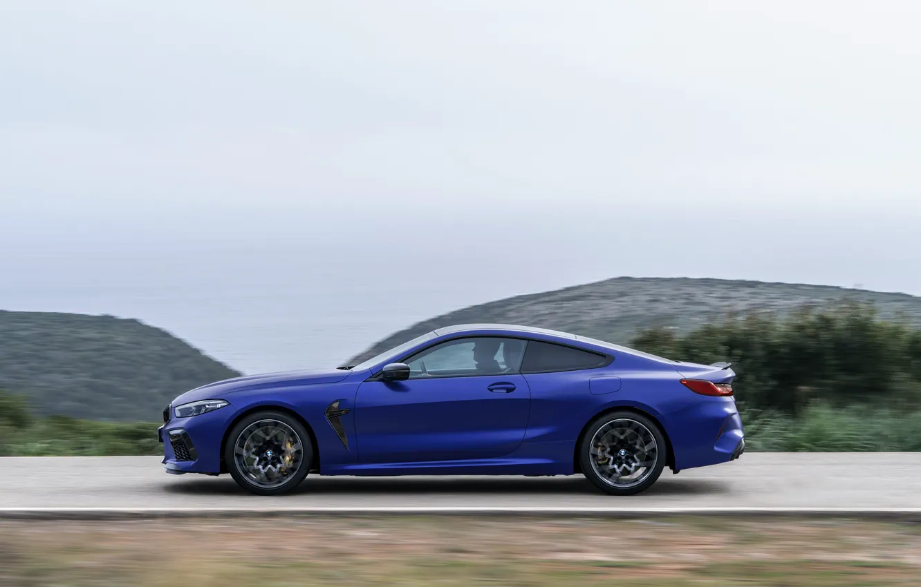 Photo wallpaper movement, coupe, BMW, side, 2019, BMW M8, M8, M8 Competition Coupe, M8 Coupe, F92