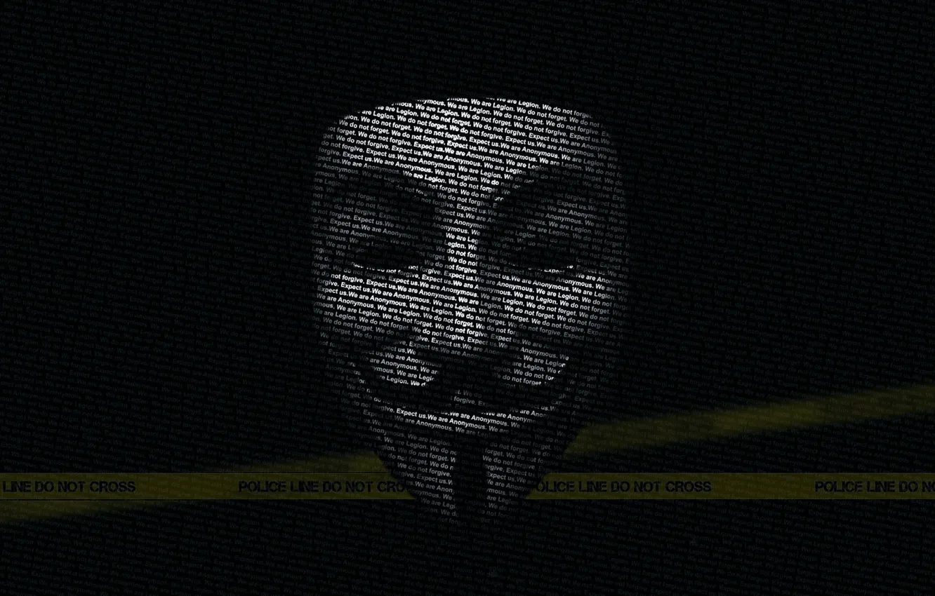 Photo wallpaper labels, police, texture, mask, black background, ban, Resistance, hacker, Vendetta, cyber heroes, cyber attack