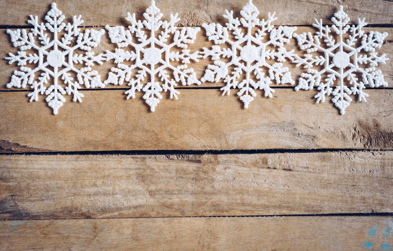 Photo wallpaper winter, snowflakes, tree, Board, New Year, new year, wood, winter, background, snowflakes