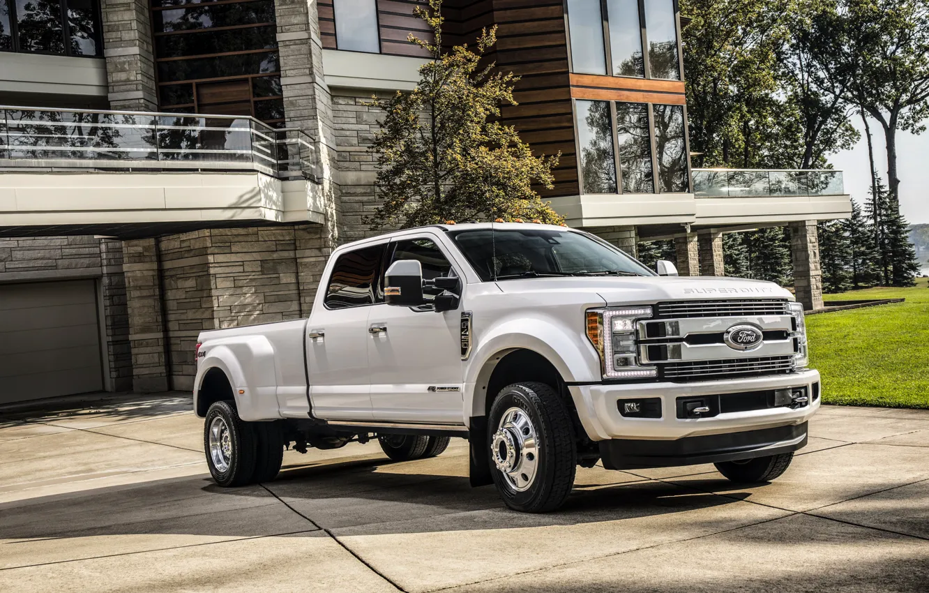 Photo wallpaper the building, Ford, facade, pickup, 4x4, 2018, 440 HP, Super Duty, F-450, Limited, V8, 6.7 …