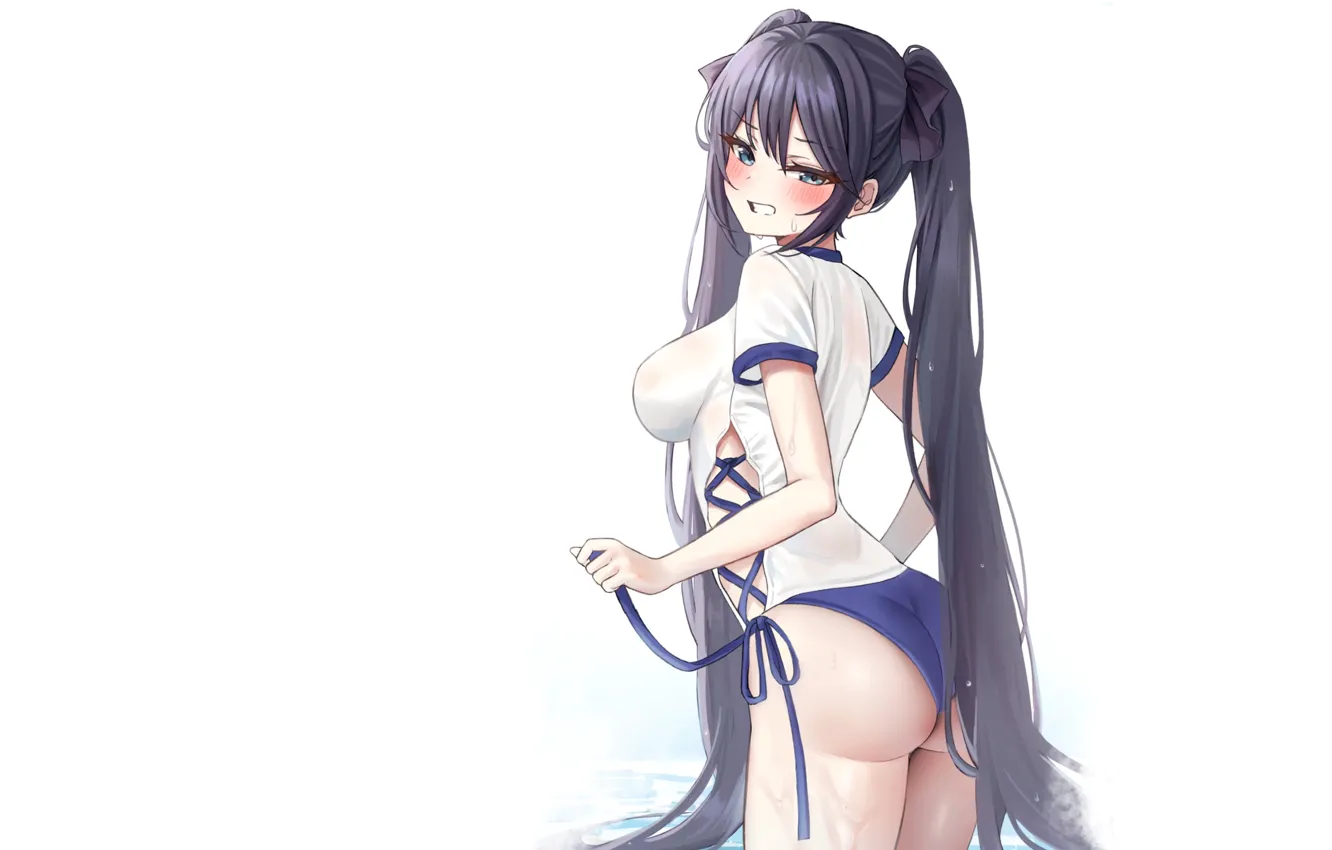 Wallpaper kawaii, girl, sexy, ass, wet, Anime, water, pretty, swimsuit, butt,  cute, tight, Backside images for desktop, section сэйнэн - download