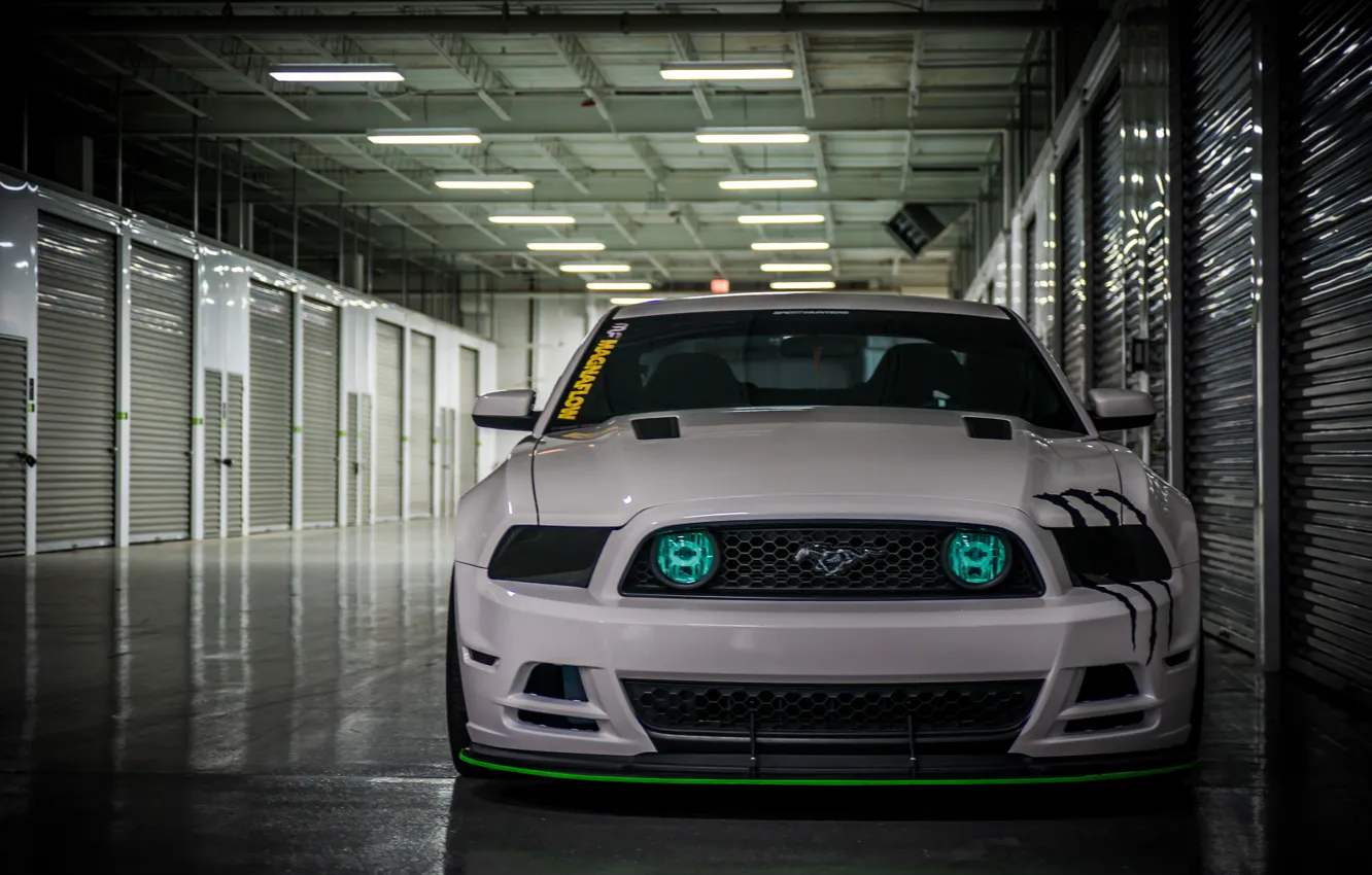 Photo wallpaper mustang, light, white, ford, shadow