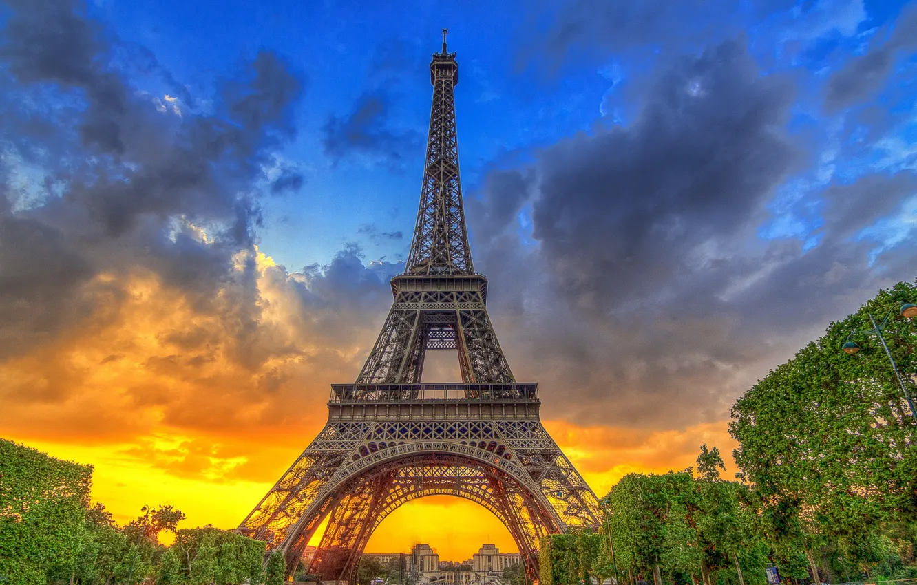 Wallpaper the sky, trees, sunset, France, Paris, Eiffel tower, Paris,  architecture, France, Eiffel Tower images for desktop, section город -  download
