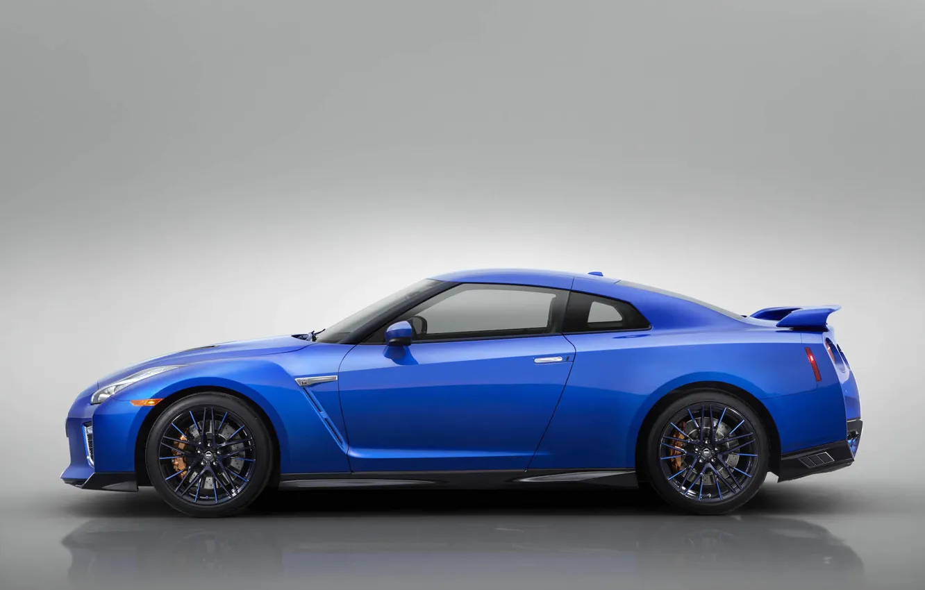 Photo wallpaper Blue, Car, Japanese, Side view, 50th Anniversary Edition, 2020 Nissan GT-R