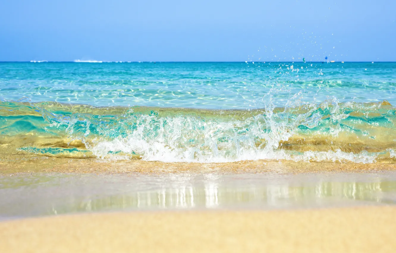 Photo wallpaper sand, sea, wave, beach, summer, summer, beach, sea, ocean, blue, seascape, sand, wave