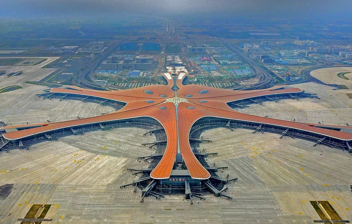 Wallpaper panorama, China, Downtown Dubai are the Beijing Daxing airport  images for desktop, section авиация - download