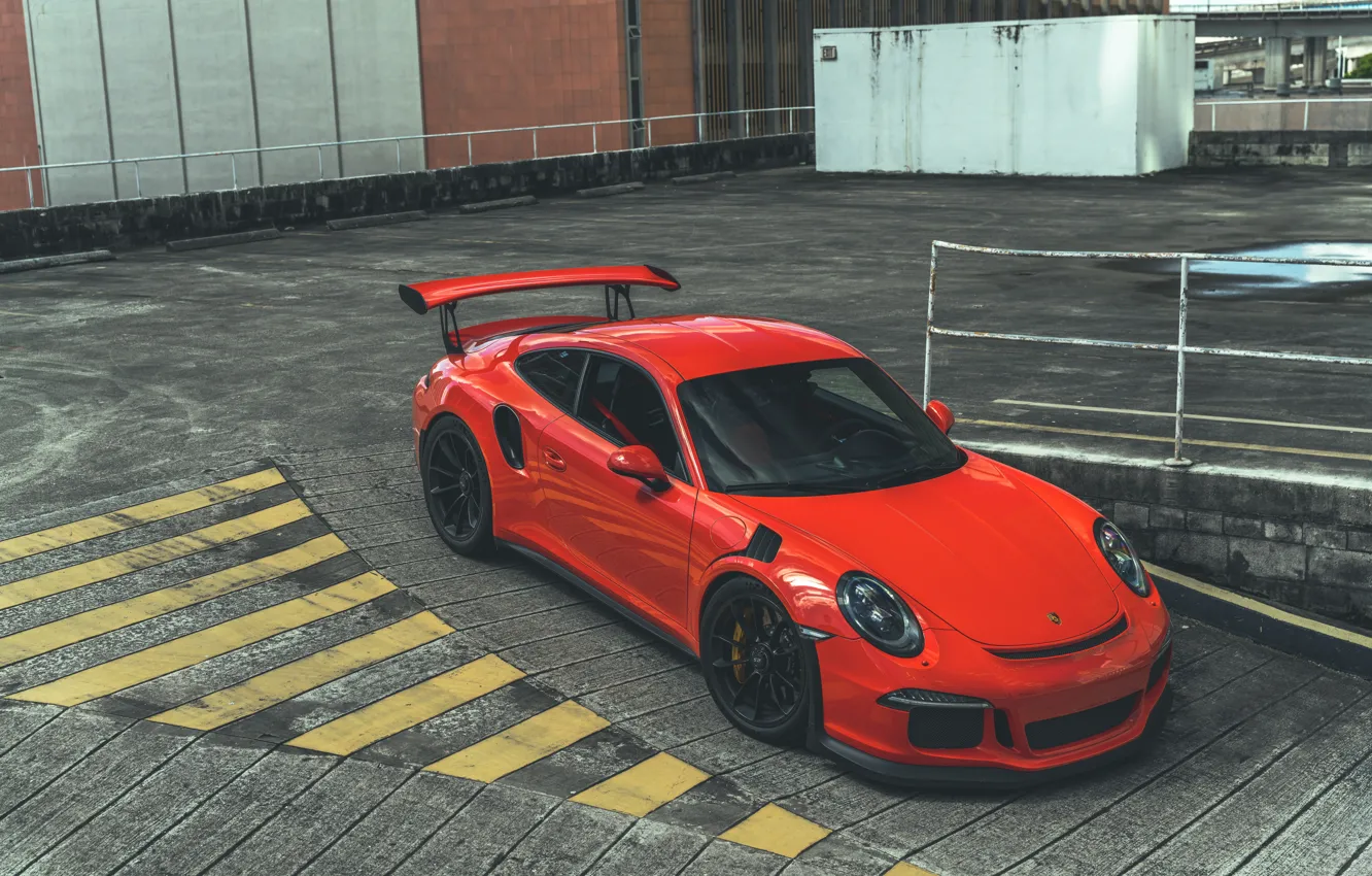 Photo wallpaper 911, Porsche, Orange, Coupe, GT3 RS, Parking, 991, VAG