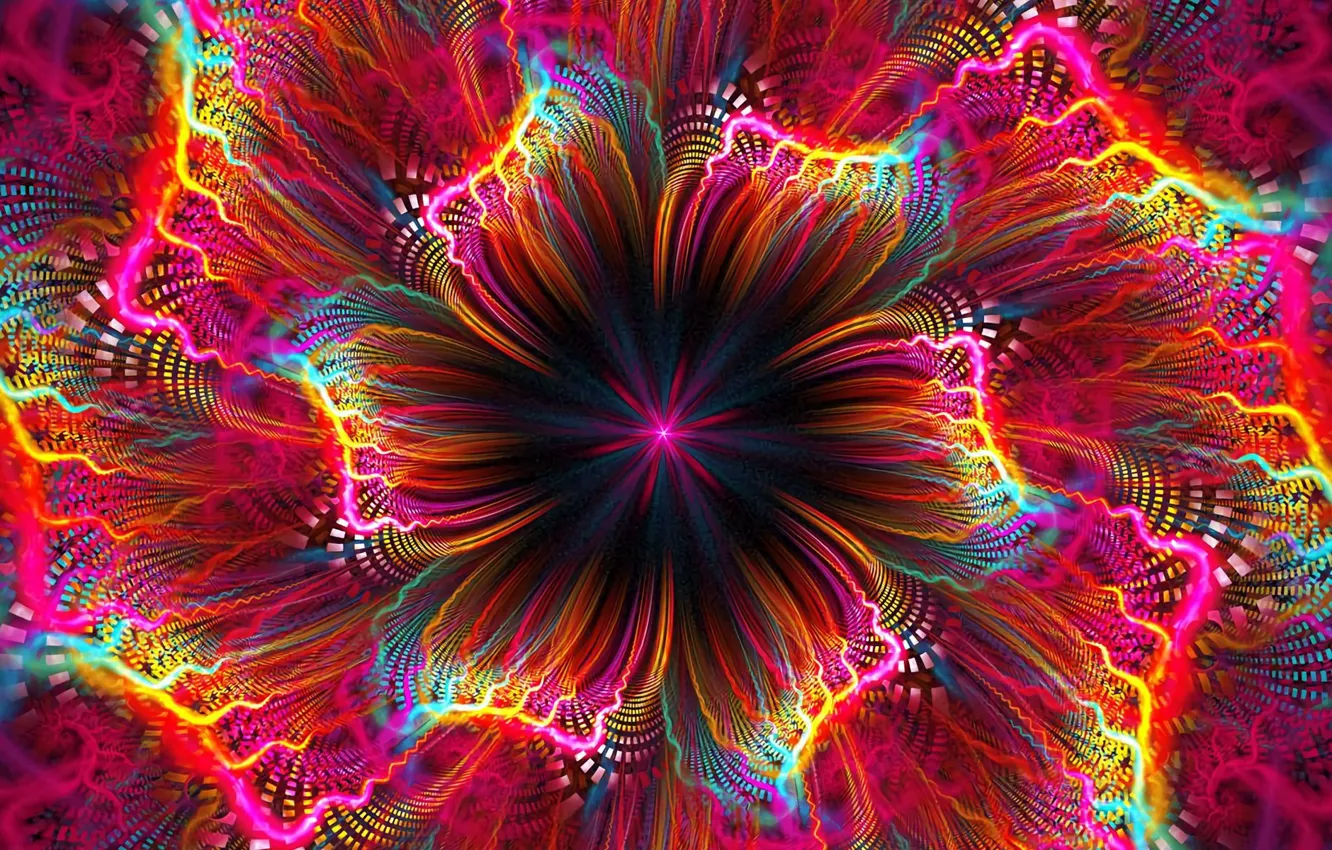 Wallpaper flower, bright colors, fractal, flower, computer graphics,  fractal, bright colors, computer graphics images for desktop, section  абстракции - download