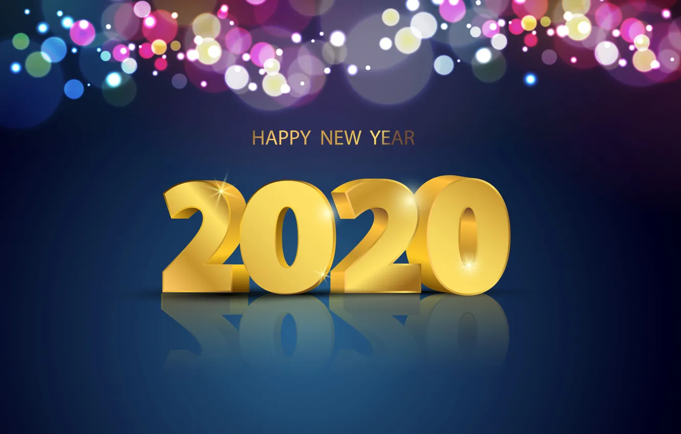 Photo wallpaper reflection, figures, New year, 2020