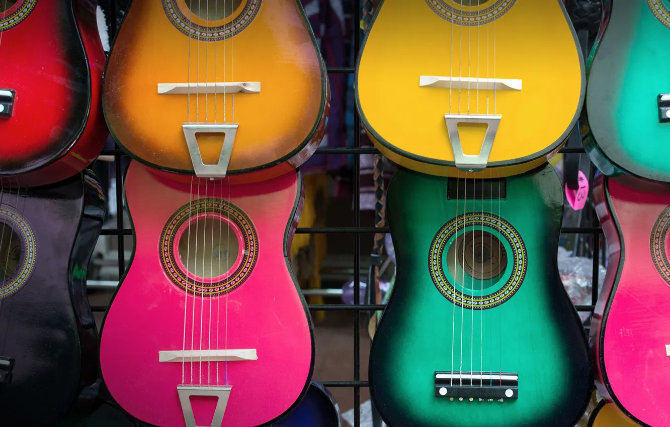Photo wallpaper guitar, USA, colorful, market, Texas, San Antonio