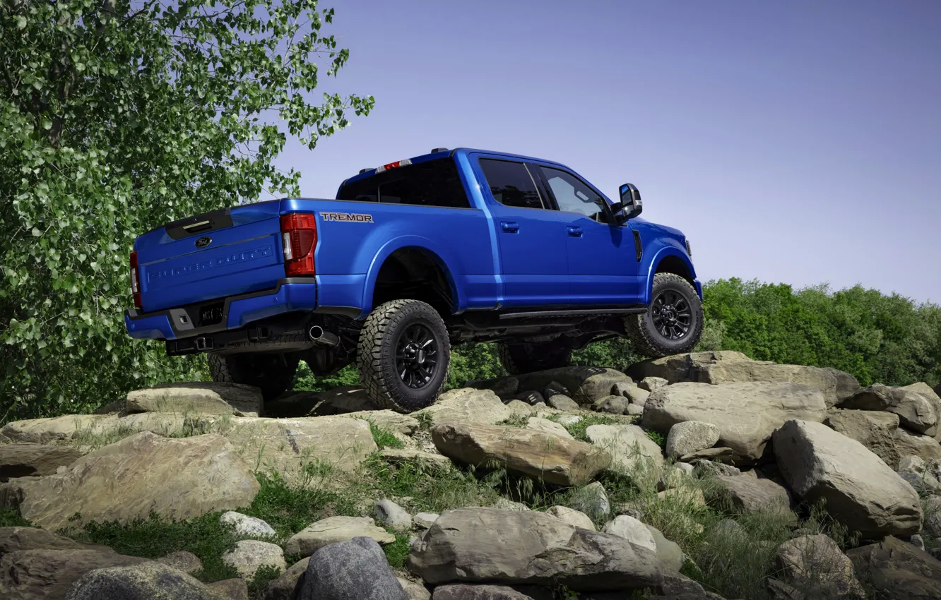 Photo wallpaper blue, Ford, side, pickup, Super Duty, F-250, Tremor, 2020, Off-Road Package, F-series