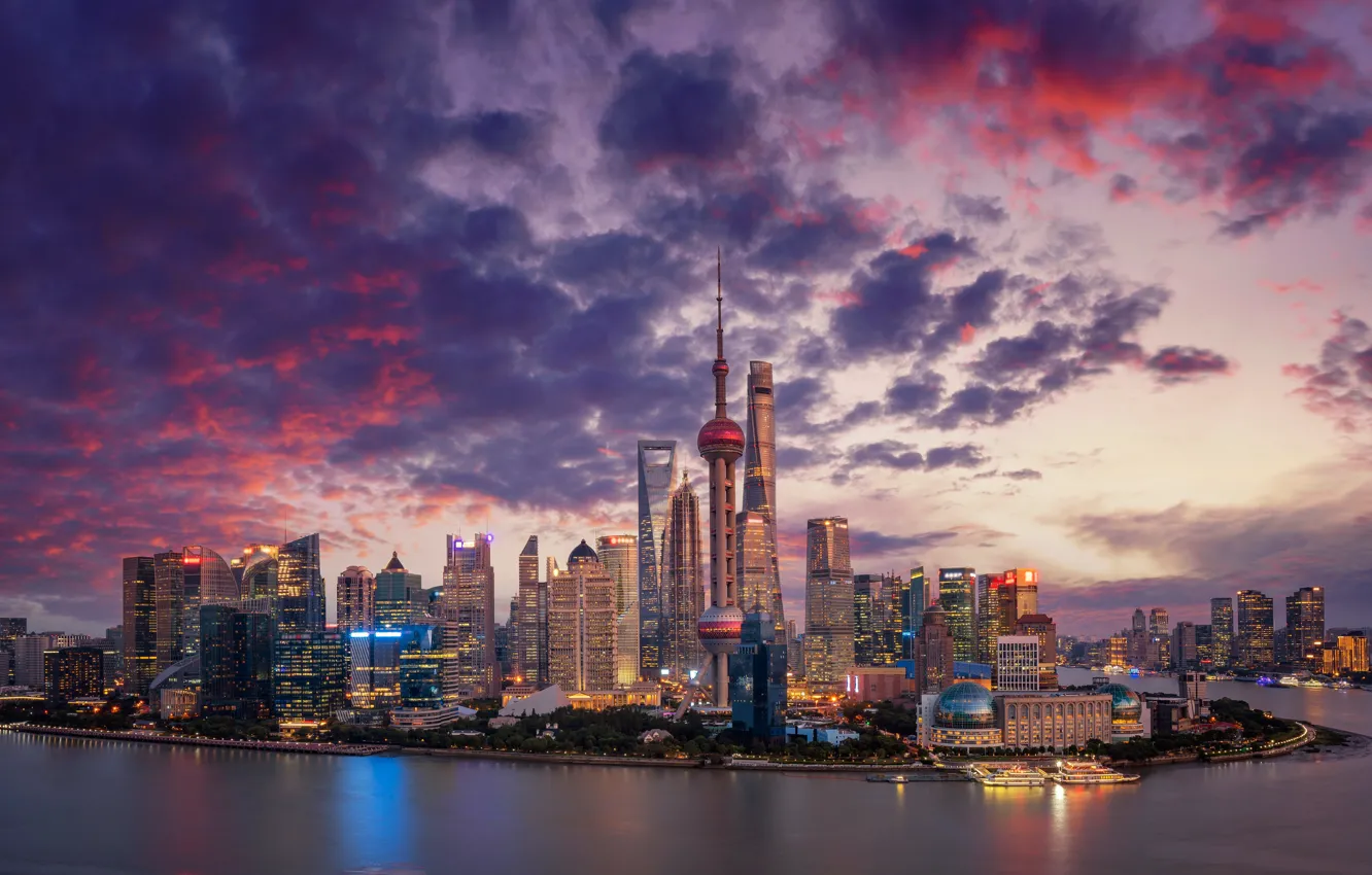 Photo wallpaper river, China, building, home, panorama, China, Shanghai, Shanghai, skyscrapers, Huangpu River, The Huangpu River
