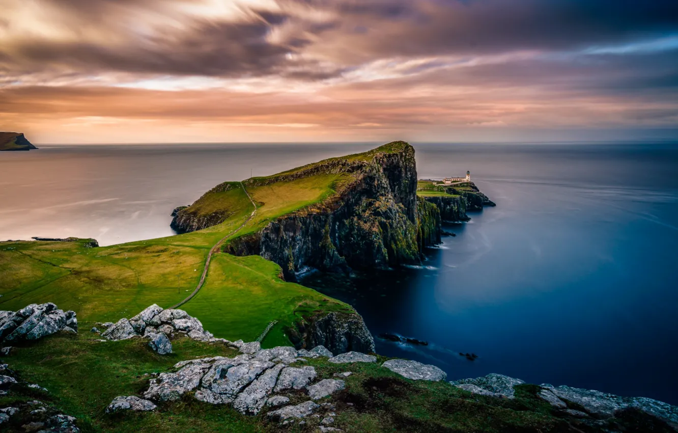 Wallpaper sea, landscape, nature, rocks, lighthouse, island, Scotland, Skye  images for desktop, section пейзажи - download