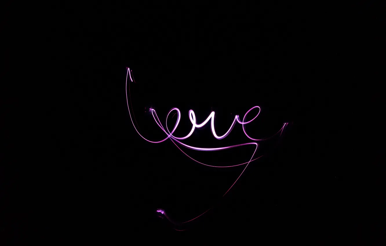 Wallpaper love, background, black, neon, love, the word images for desktop,  section минимализм - download
