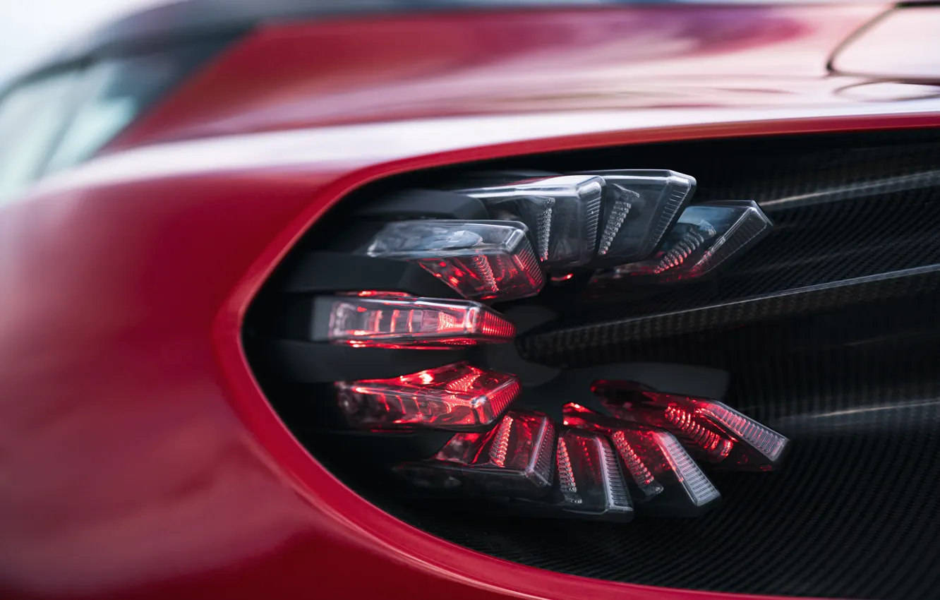 Photo wallpaper red, Aston Martin, coupe, headlight, form, Zagato, 2020, V12 Twin-Turbo, DBS GT Zagato, 760 HP