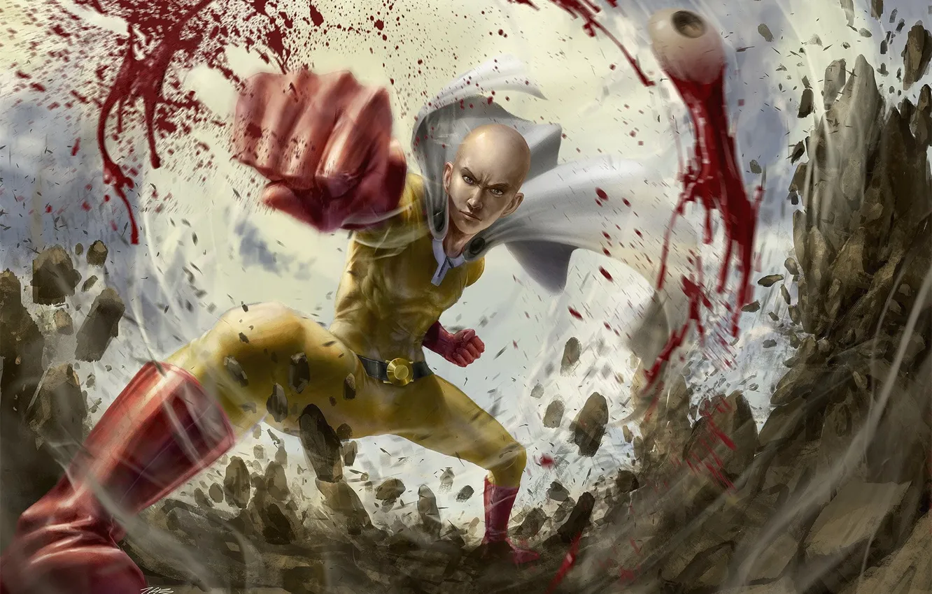 Wallpaper Eyes, Blood, Hero, Power, Power, Blow, Fist, Blood, Saitama, One  Punch-Man images for desktop, section арт - download