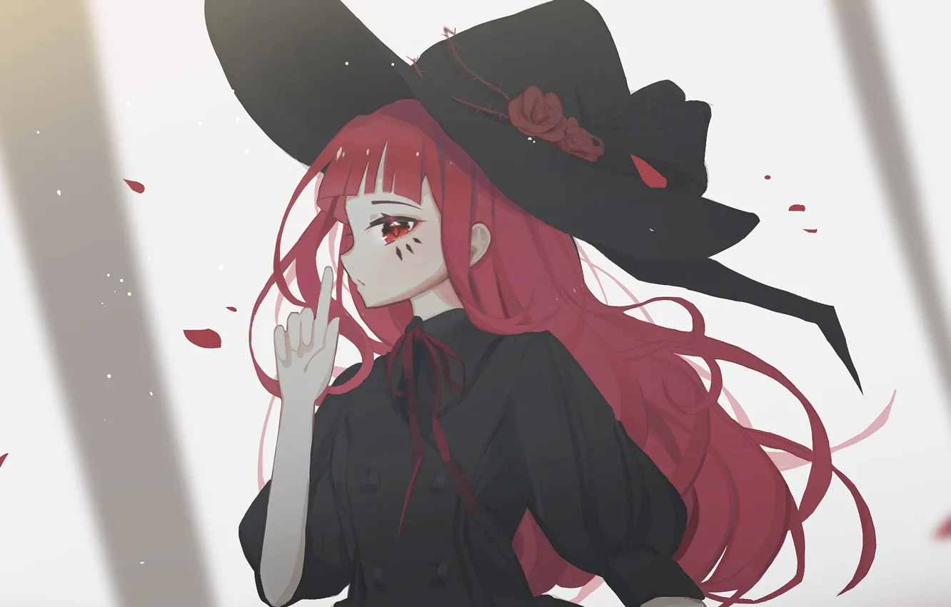 Photo wallpaper girl, petals, witch