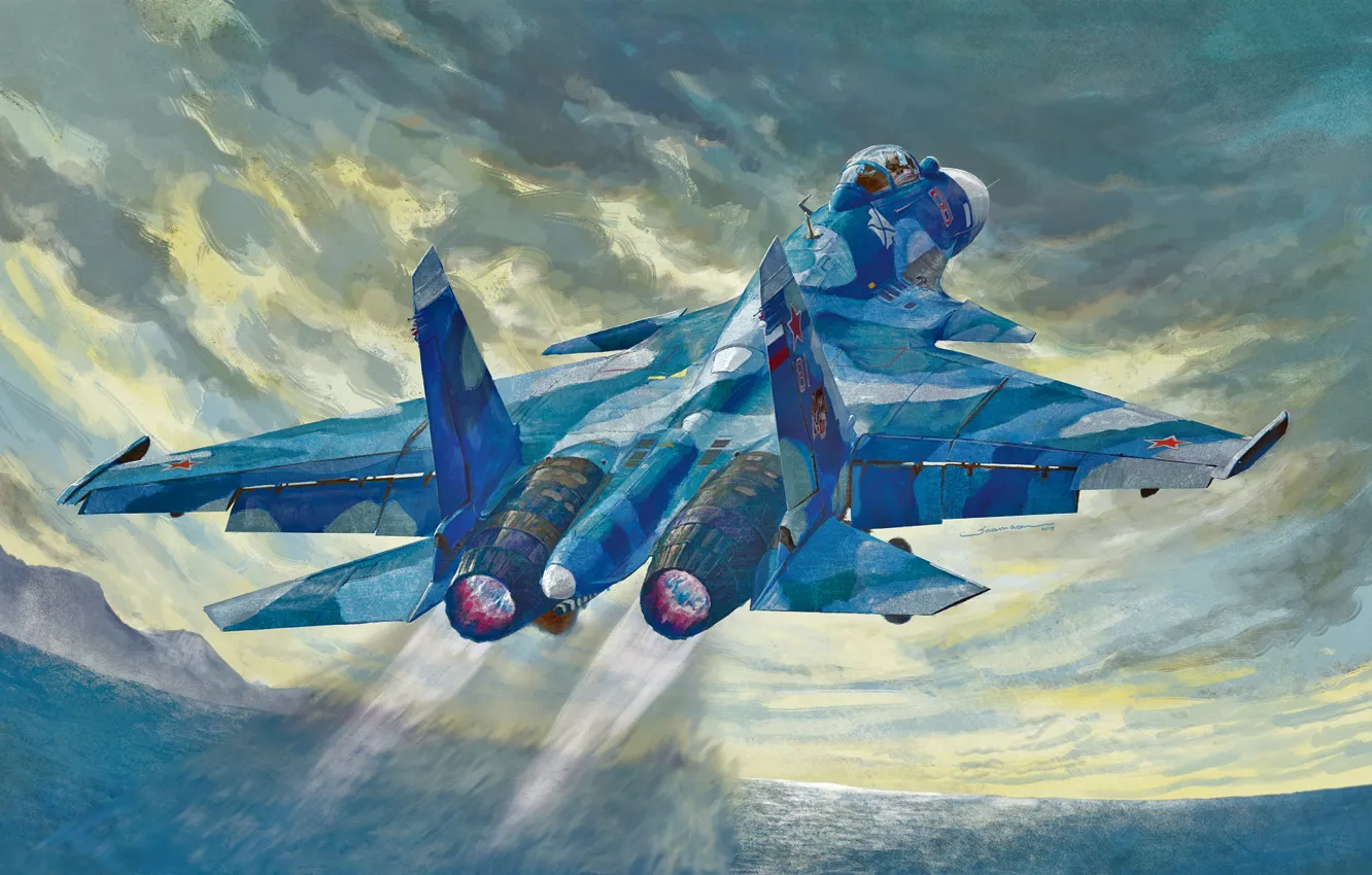 Photo wallpaper art, airplane, aviation, jet, SU33