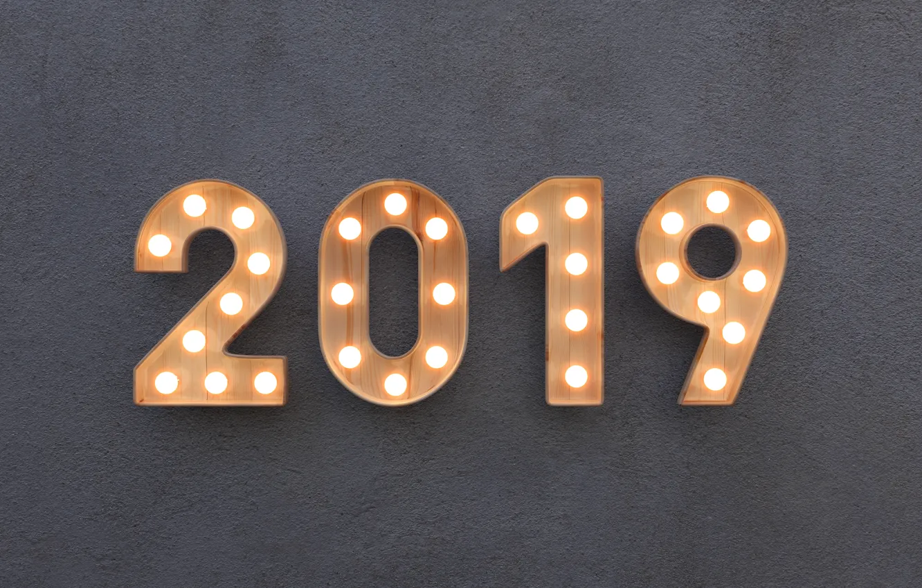 Photo wallpaper New Year, figures, light, background, New Year, Happy, 2019