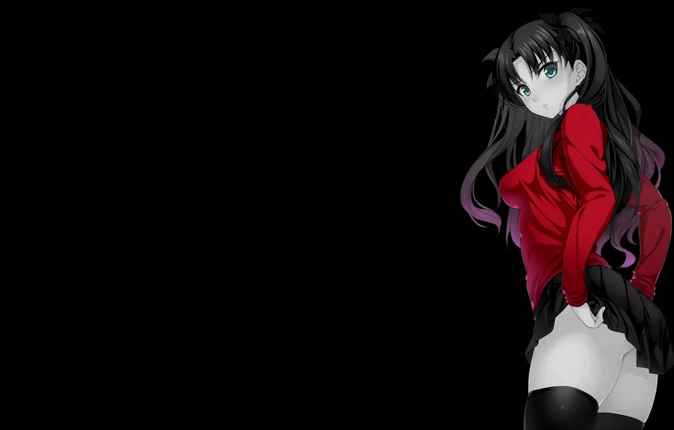 Photo wallpaper black background, anime girls, simple background, dark background, selective coloring, Fate series