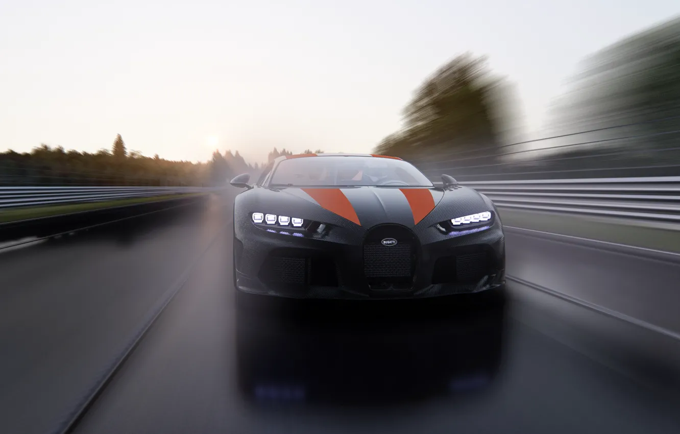 Photo wallpaper Bugatti, road, speed, Chiron Super Sport