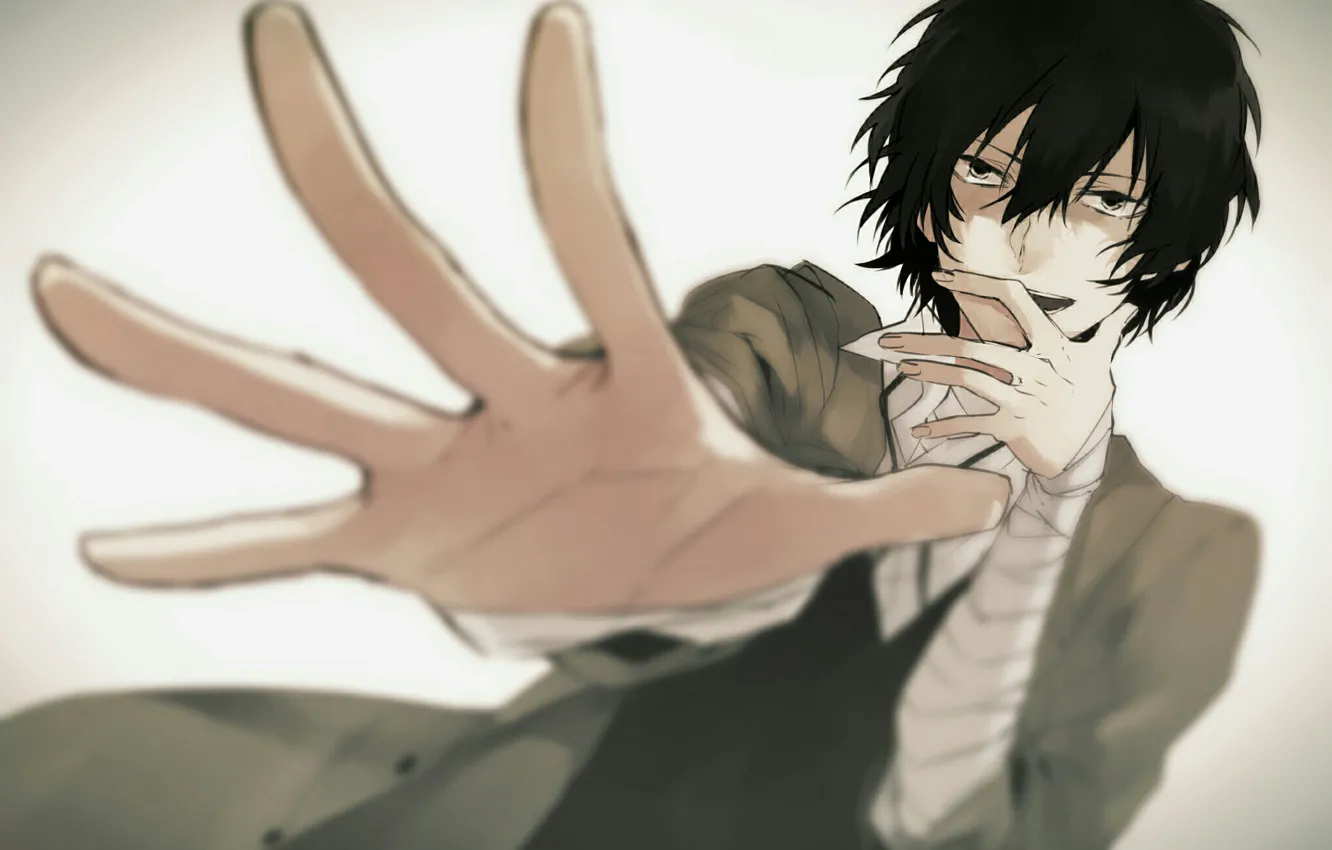 Wallpaper smile, hand, guy, Bungou Stray Dogs, Stray Dogs: A Literary Genius,  Dazai Osamu images for desktop, section сёнэн - download