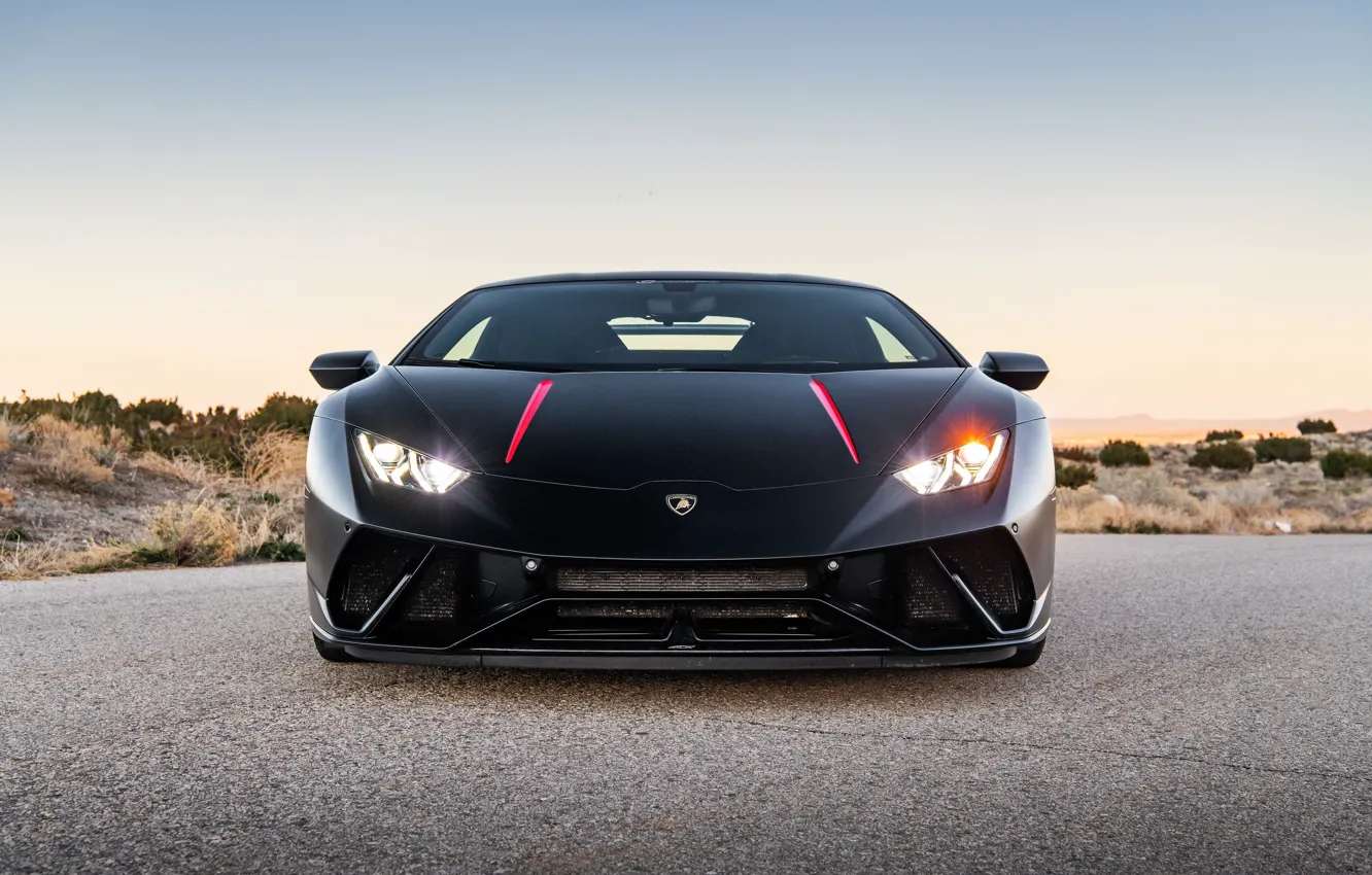 Photo wallpaper sunset, the evening, Lamborghini, front view, Performante, Huracan, 2020, VF Engineering