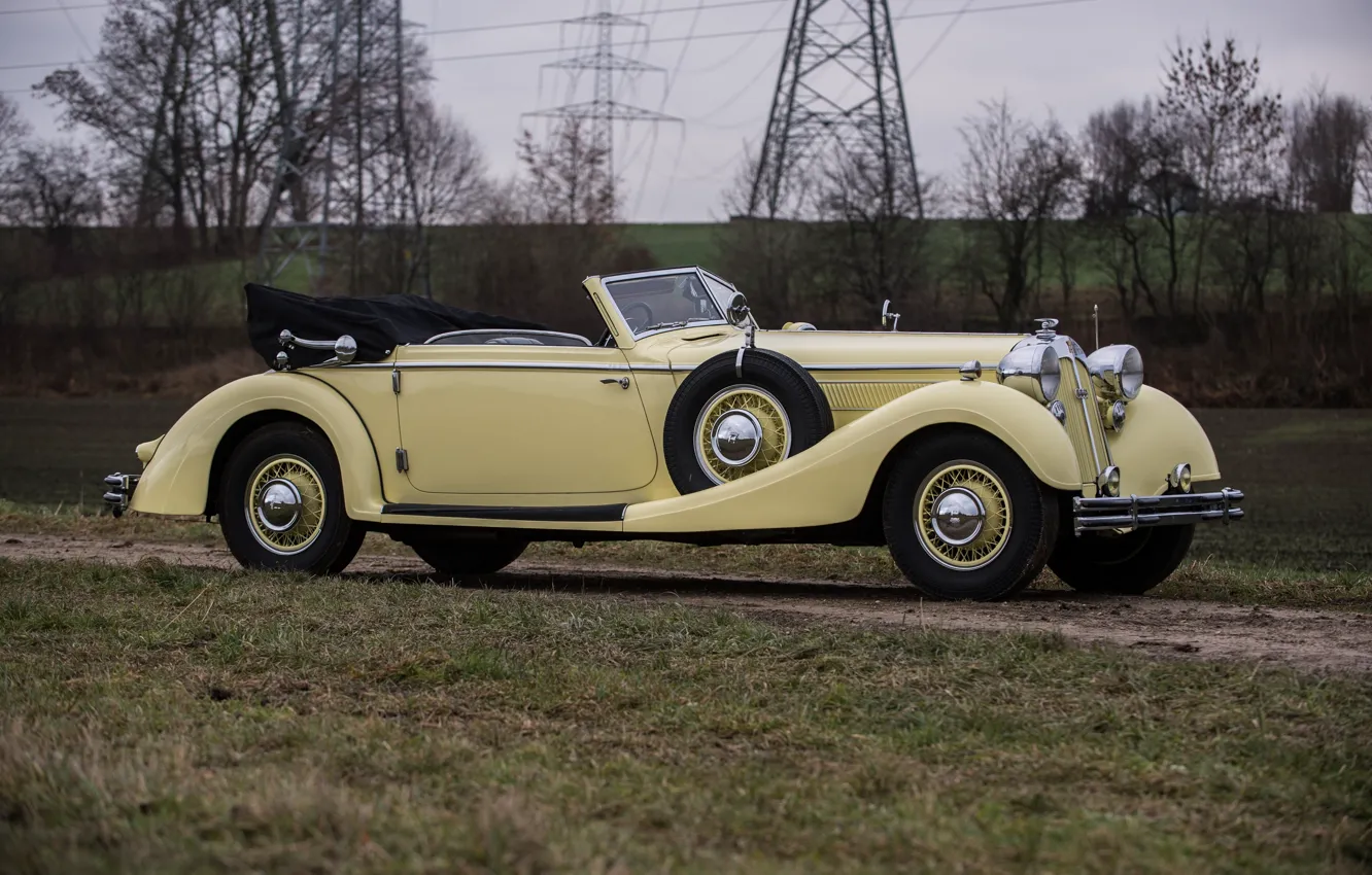 Photo wallpaper old, retro, side, rarity, beige, Sport, Cabriolet, Horch, 853, 1935–37
