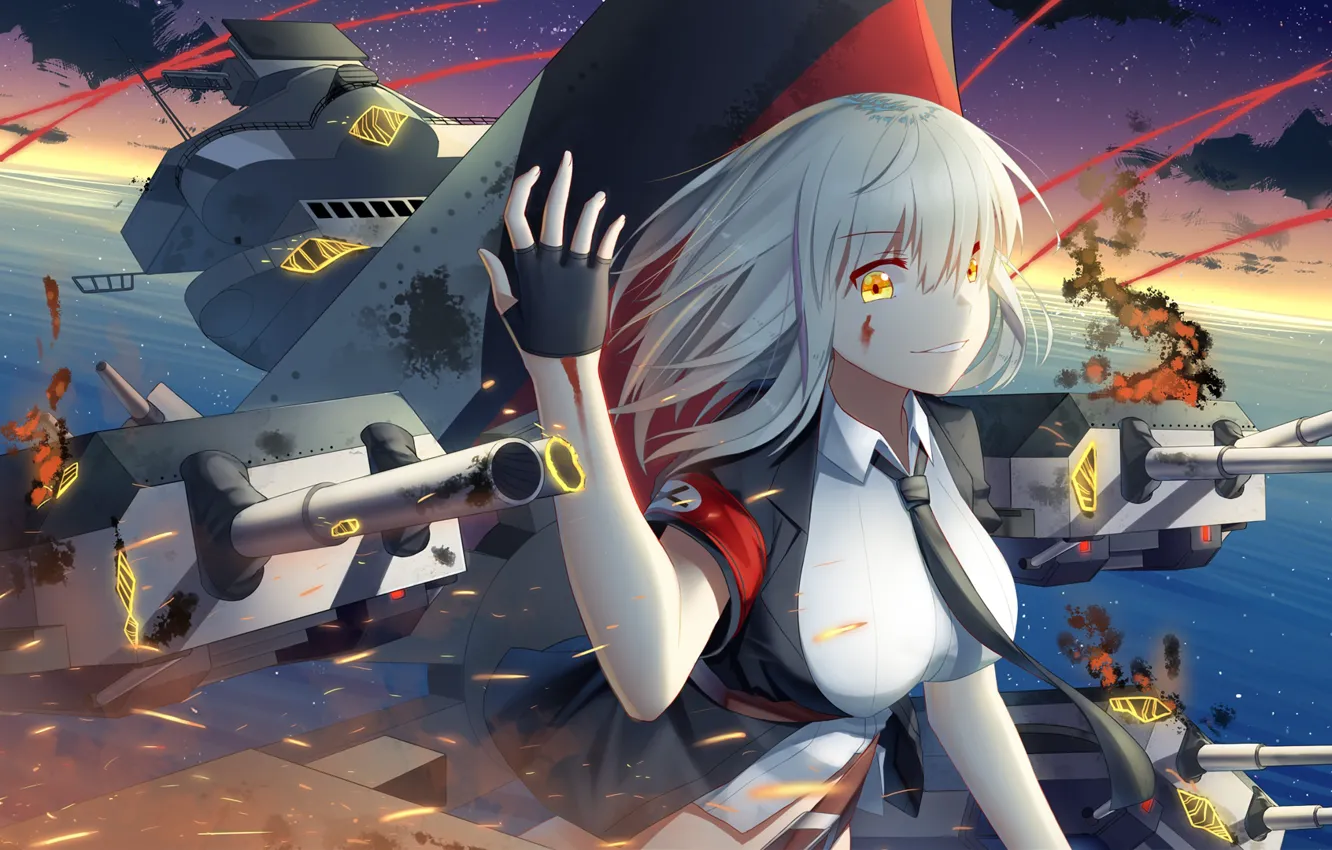 Photo wallpaper girl, weapons, Kantai Collection, Naval Collection
