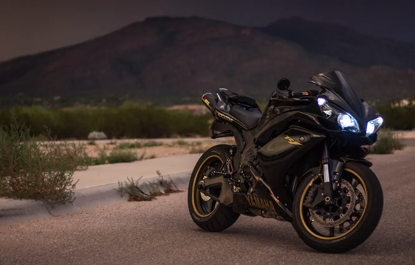 Wallpaper Black, YZF-R1, Gold images for desktop, section мотоциклы -  download