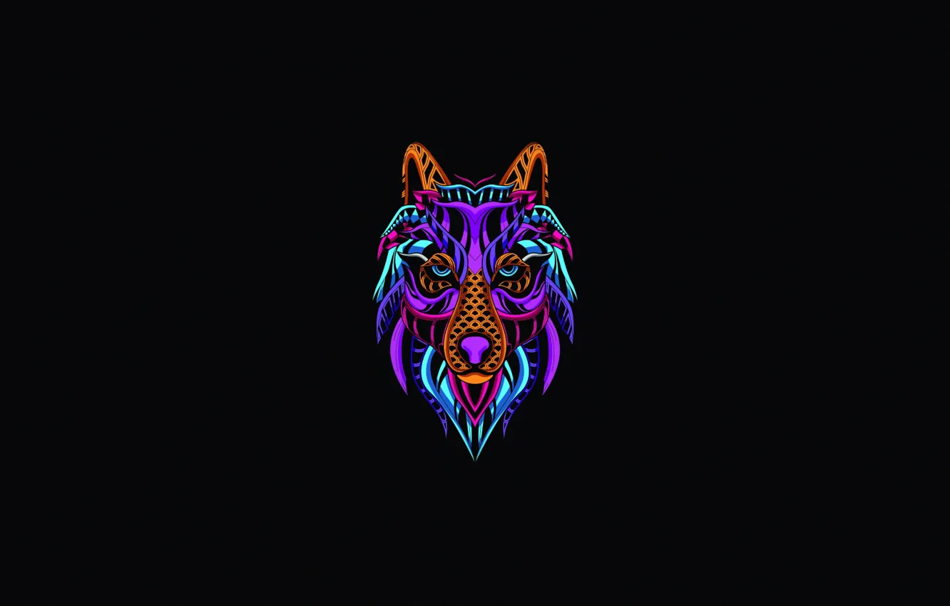 Wallpaper Minimalism, Background, Wolf, Art, Art, Abstract, Color, Neon,  Background, Illustration, Minimalism, Animal, Decoration, Animal head  images for desktop, section минимализм - download